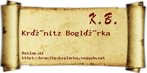 Kránitz Boglárka névjegykártya